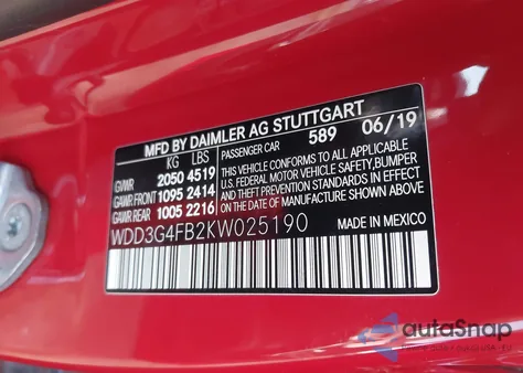 2019 Mercedes-Benz A 220 4Matic z USA, uszkodzony, nr VIN WDD3G4FB2KW025190